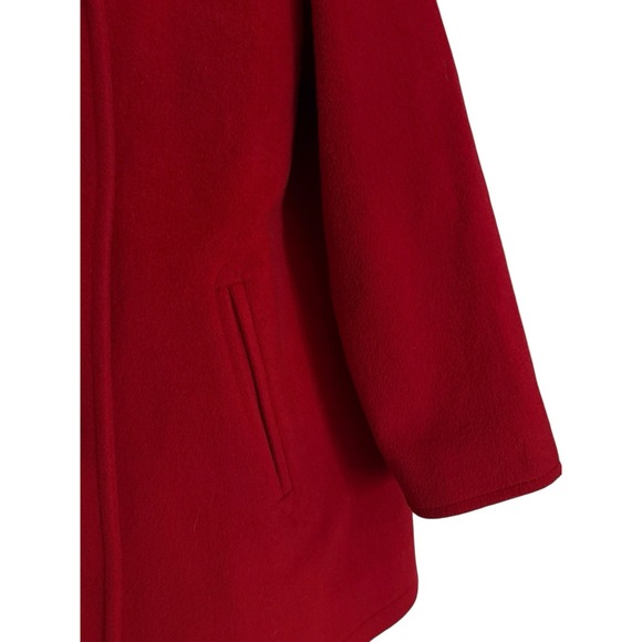 Talbots‎ Women Pea Coat 10 Red Double Breasted Wool Blend Tartan Lining - Picture 6 of 11